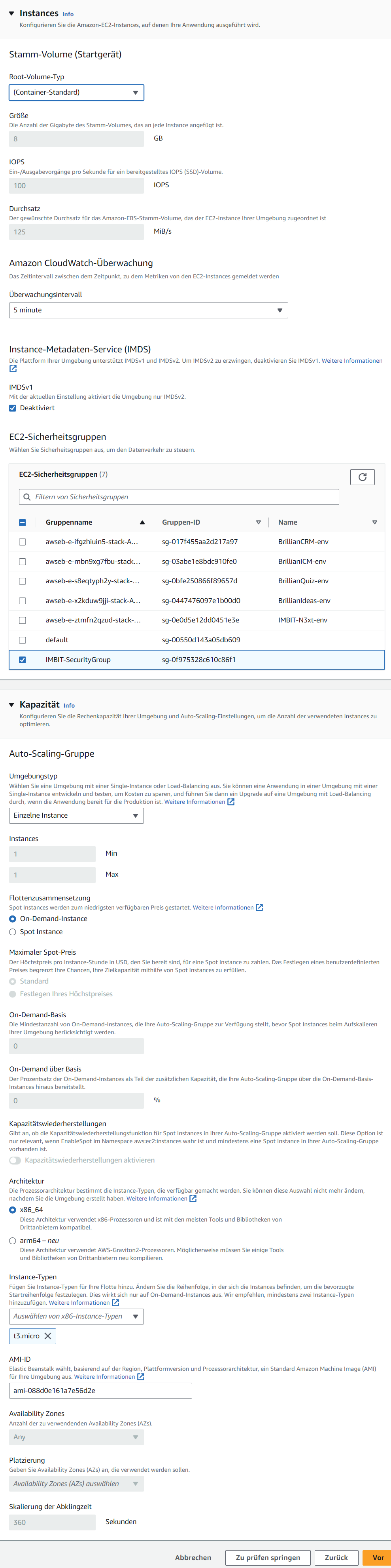 Step 4 of setting up Beanstalk Application
