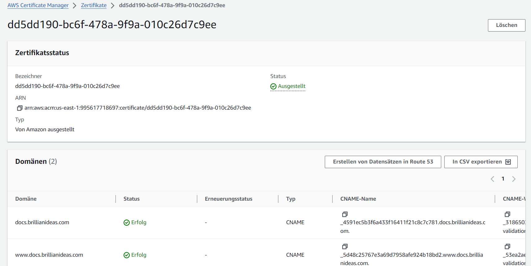 Step 5 of setting up CloudFront Distribution: Create DNS Records for certificate validation